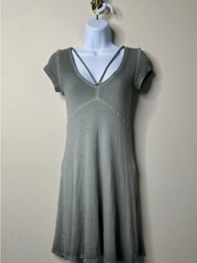 American Eagle Outfitters Gray Hombre Mini Dress with Strappy V-Neck